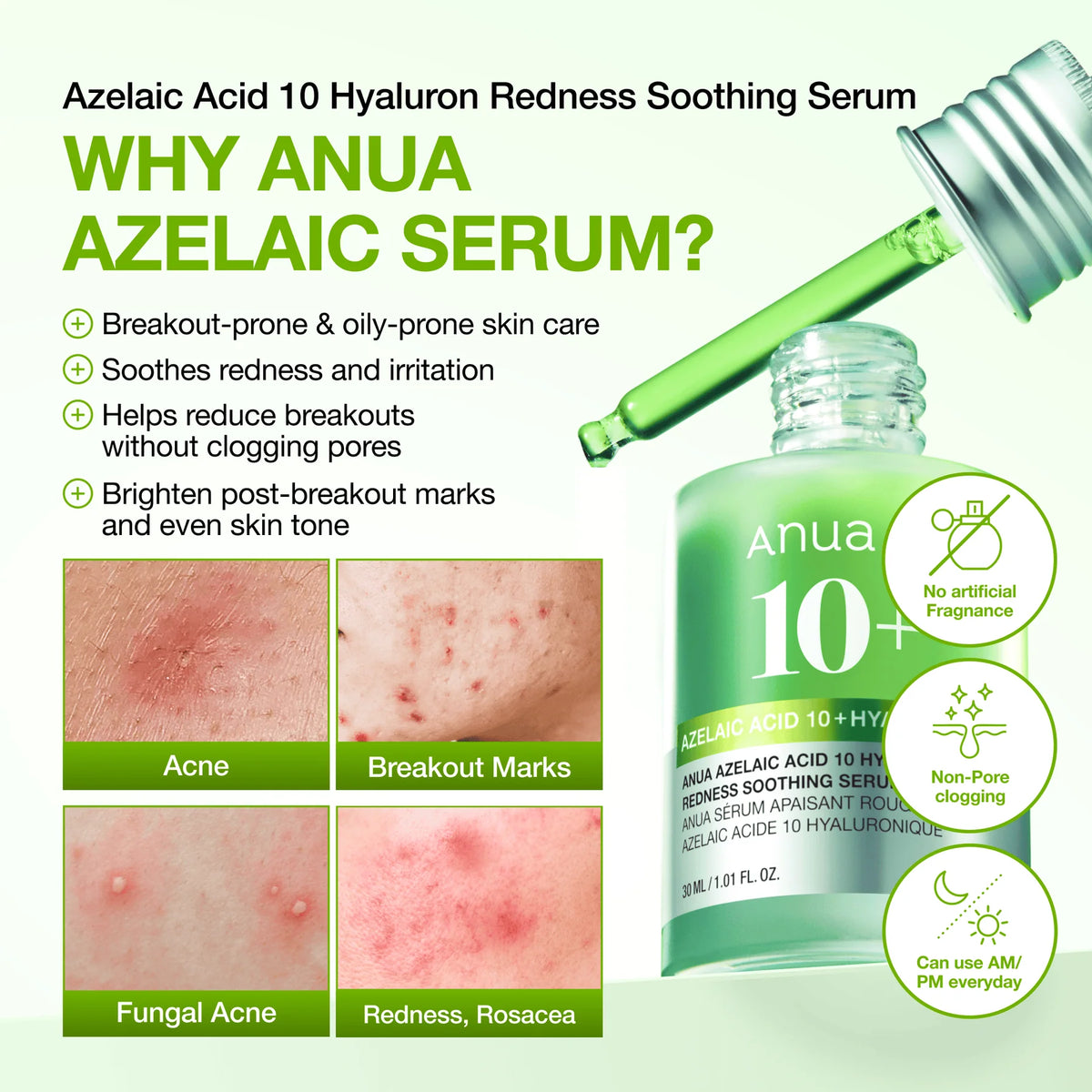 ANUA - Azelaic Acid 10 Hyaluron Redness Soothing Serum